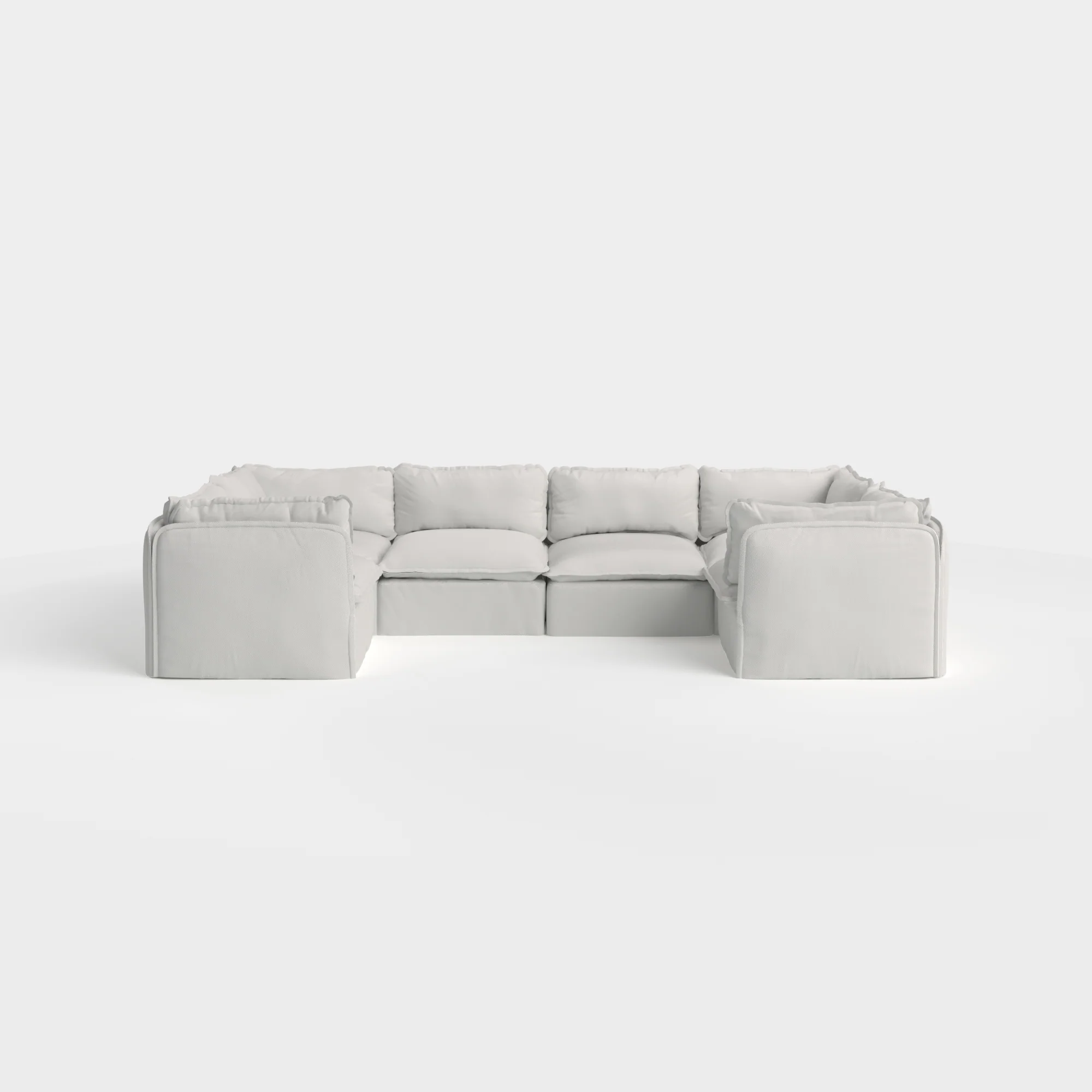 Modular Outdoor Washable 6-Seater U-Sectional | Nano Slubweave in Mist