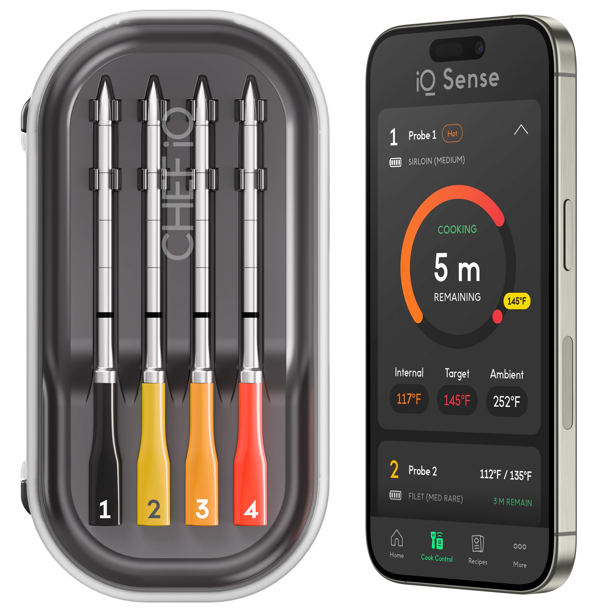 CHEF IQ Sense Smart Wireless Meat Thermometer with 4 Probes