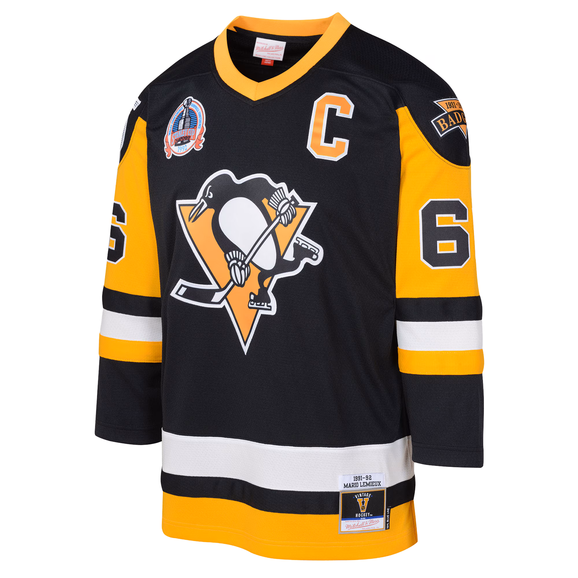 Mario Lemieux Pittsburgh Penguins Mitchell & Ness Youth 1991/92 Captain Patch Power Play Player Jersey - Black
