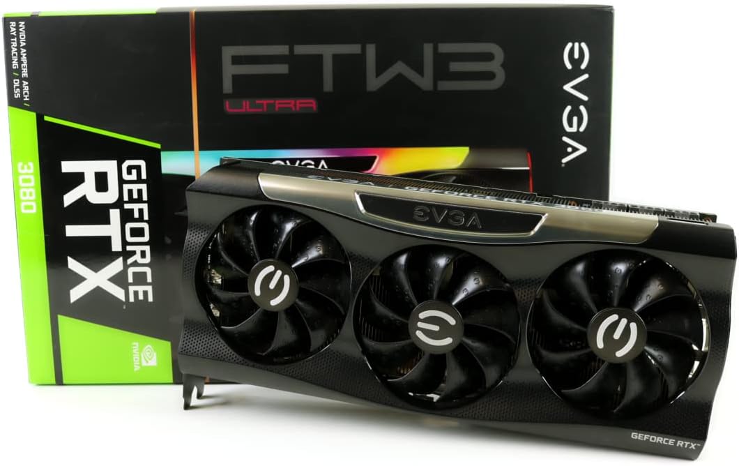 EVGA GeForce RTX 3080 FTW3 Ultra Gaming, 10G-P5-3897-KL, 10GB GDDR6X, iCX3 Technology, ARGB LED, Metal Backplate, LHR (Renewed)