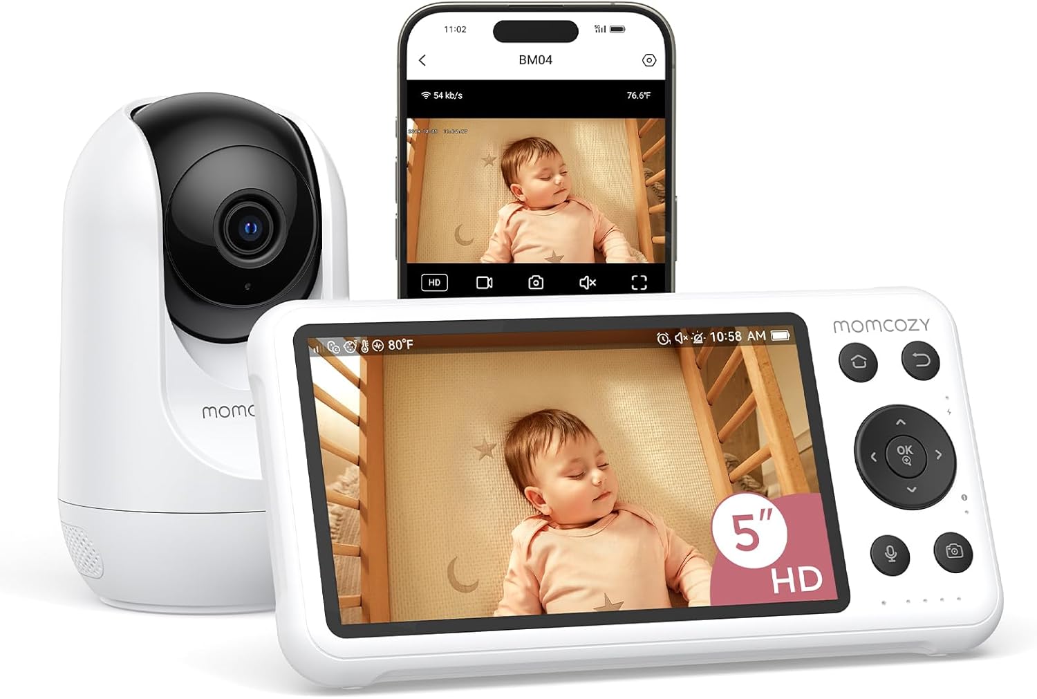 Momcozy Smart WiFi Baby Monitor with Camera and Audio, 5
