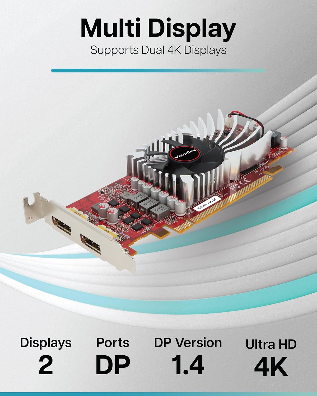 VISIONTEK AMD Radeon RX 550 SFF Single Fan 4GB GDDR5 PCIE 3.0 Graphics Card