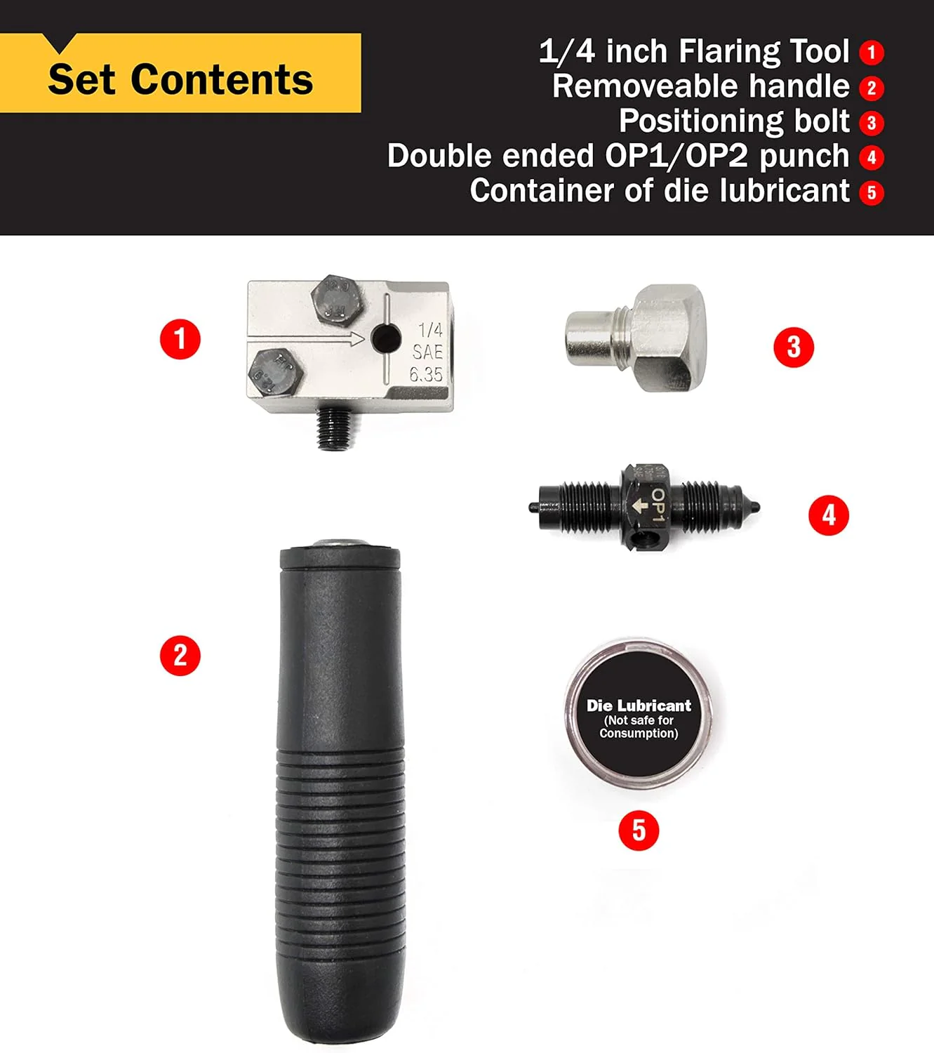 Professional Single, Double, and Bubble Flaring Tool Set, Black