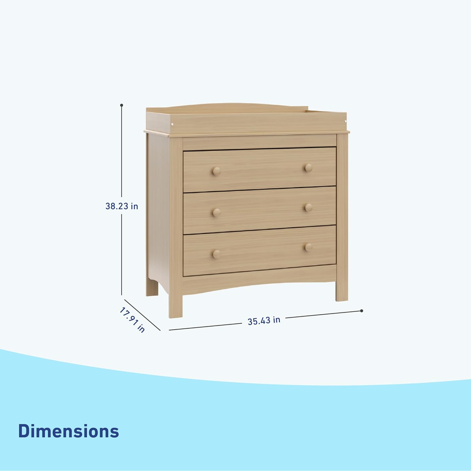 Graco Noah 3 Drawer Changing Table Dresser (Driftwood) – GREENGUARD Gold Certified Baby Dresser with Changing Table Top, Baby Changing Table Dresser, Includes Interlocking Drawer System