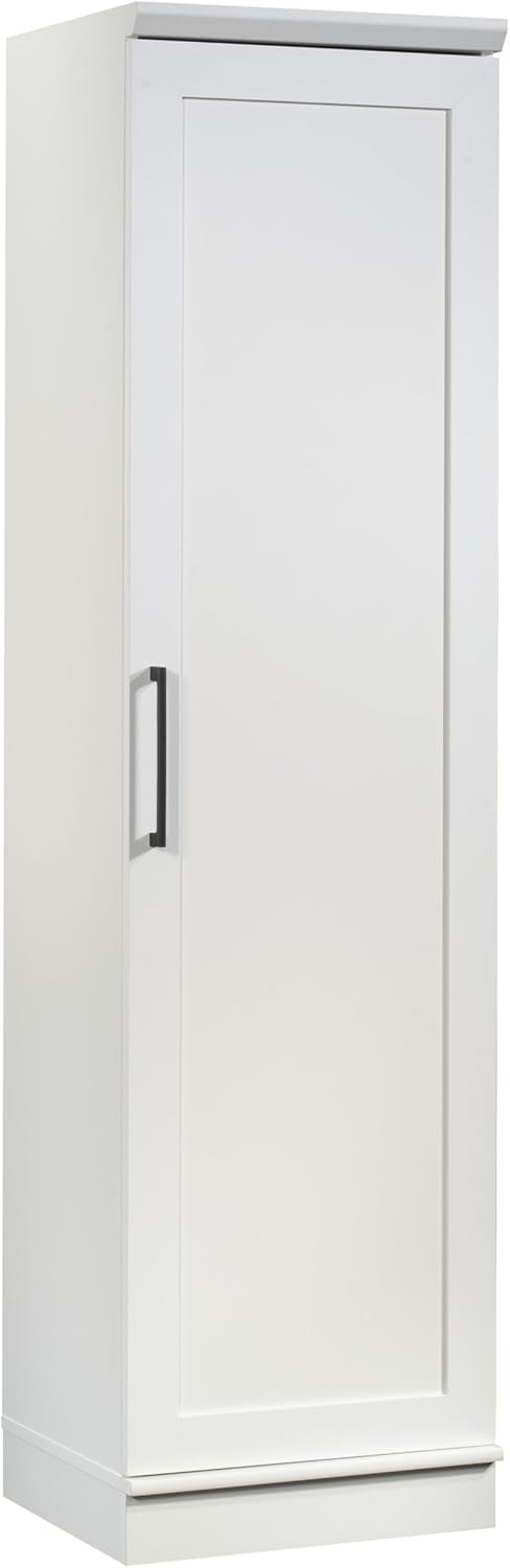Sauder HomePlus Narrow Pantry Storage Cabinet Slim Single Door with Adjustable Shelves, Kitchen Storage Cabinet, in Soft White
