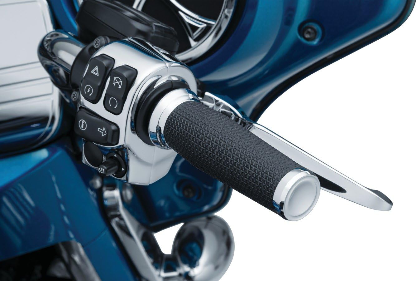 Kuryakyn 5942 Thresher Handlebar Grips for Throttle and Clutch, Electronic Throttle Control: 2008-19 Harley-Davidson Motorcycles, Chrome, 1 Pair