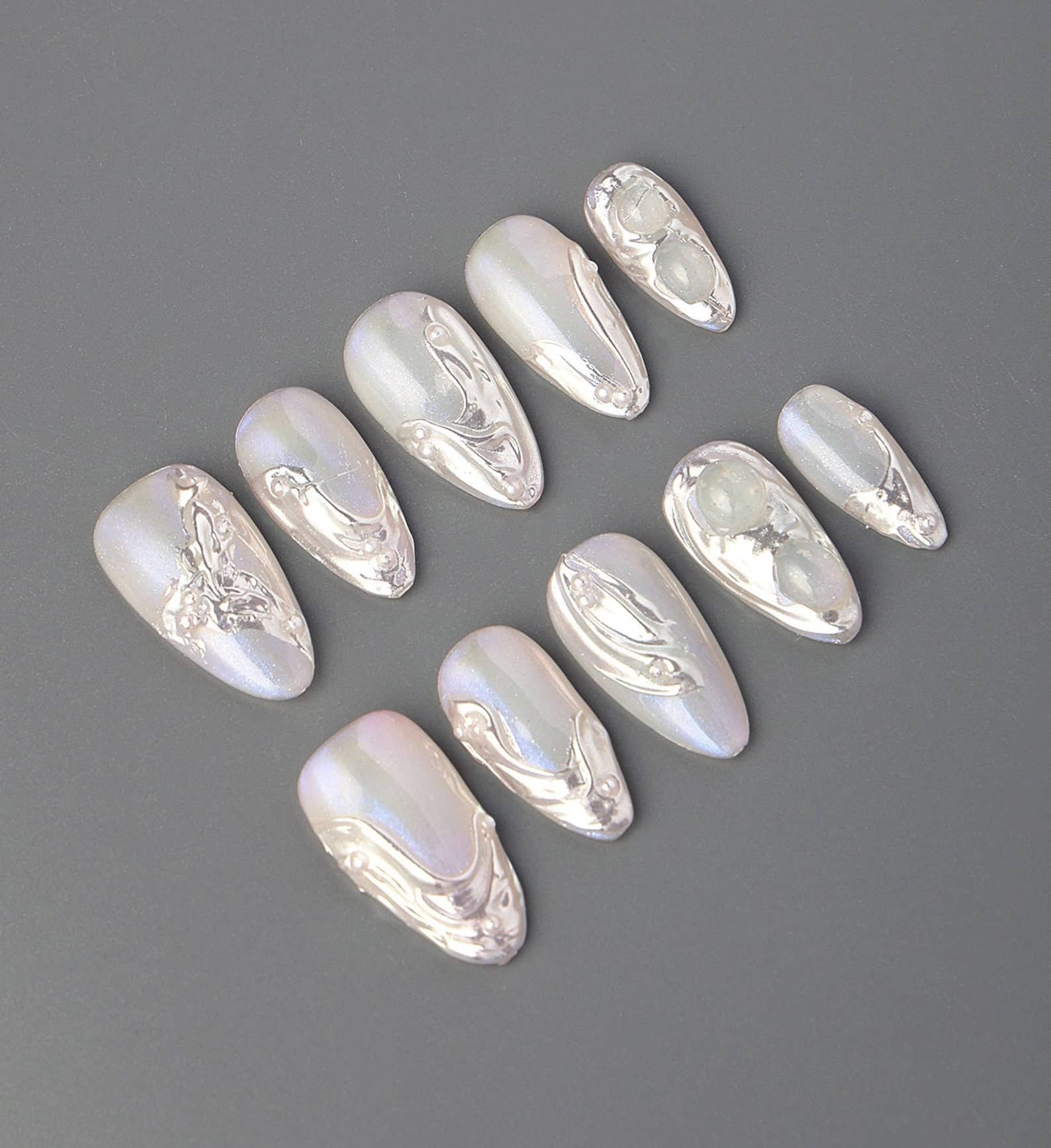 Chic Chrome Elegance Press On NailsChic Chrome Elegance Press On Nails - SAYEGIRLS
