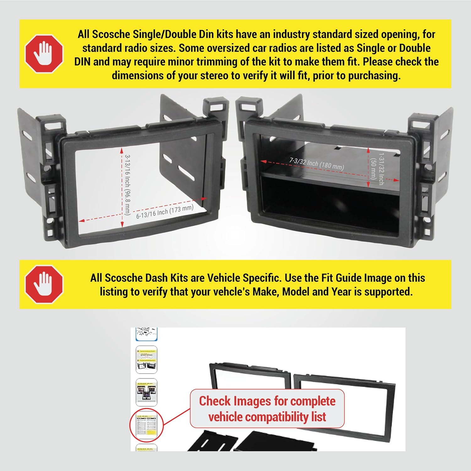 Scosche GM0516DDCS Double DIN Radio Install Dash Kit Compatible with Select 2004-21 Buick, Chevrolet, GMC, Hummer, Pontiac, Saturn and Suzuki Vehicles - Complete Car Stereo Installation Interface Kit