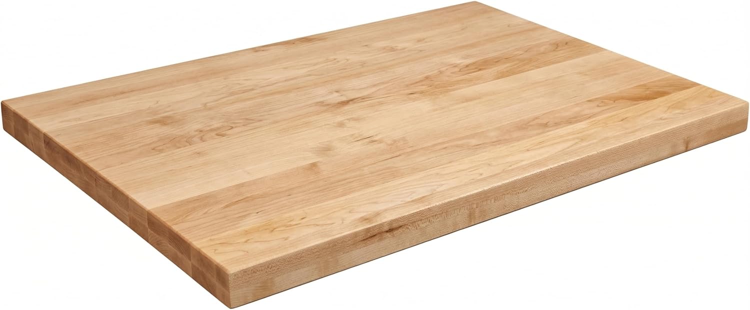 24 in. x 36 in. Solid Maple Butcher Block Countertop - 1.5 in. Thick Hardwood Work Surface for Kitchen, Workbench, Desk, Cart, or DIY Tabletop