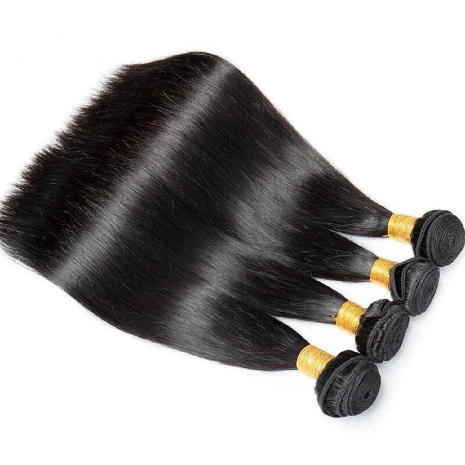 Straight Bundles Human Hair 20 22 24 26 Inch 100% Unprocessed Brazilian Virgin Hair 4 Bundles Hair Extension for Black Women Natural Color