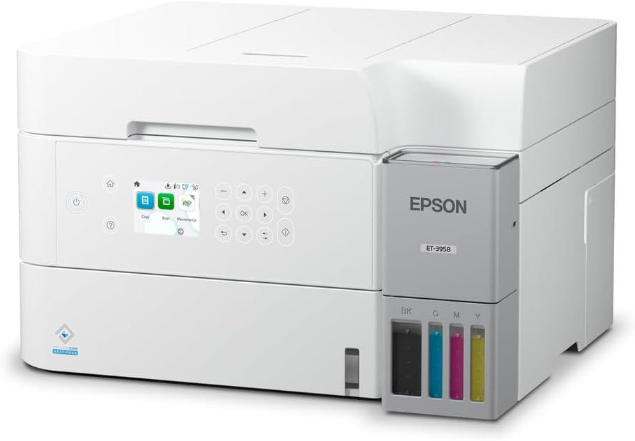 Epson EcoTank ET-3958 Wireless All-in-One Color Supertank Printer, Refillable Tanks, 2.4
