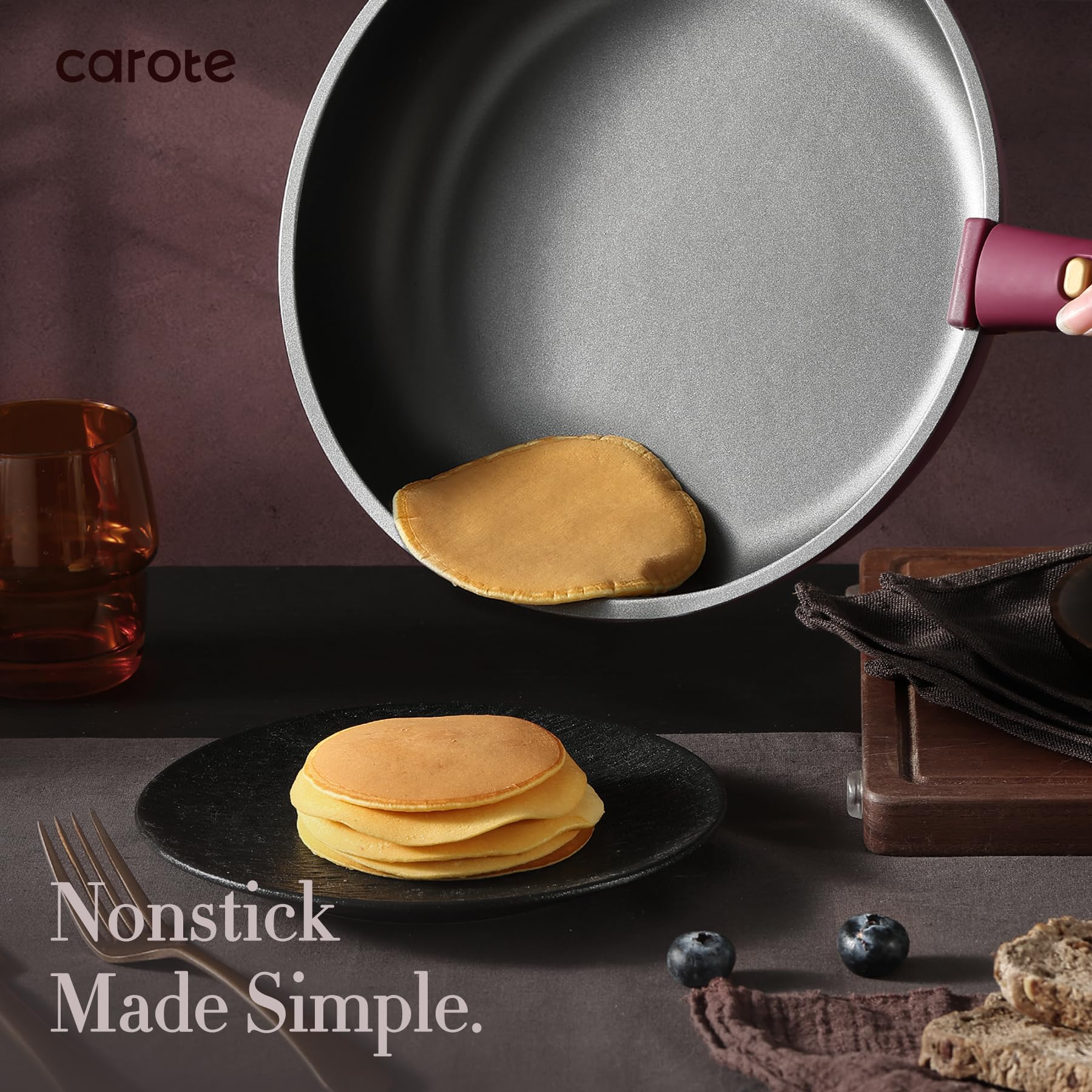 CAROTE 21pcs Nonstick Cookware Set with Removable Handle