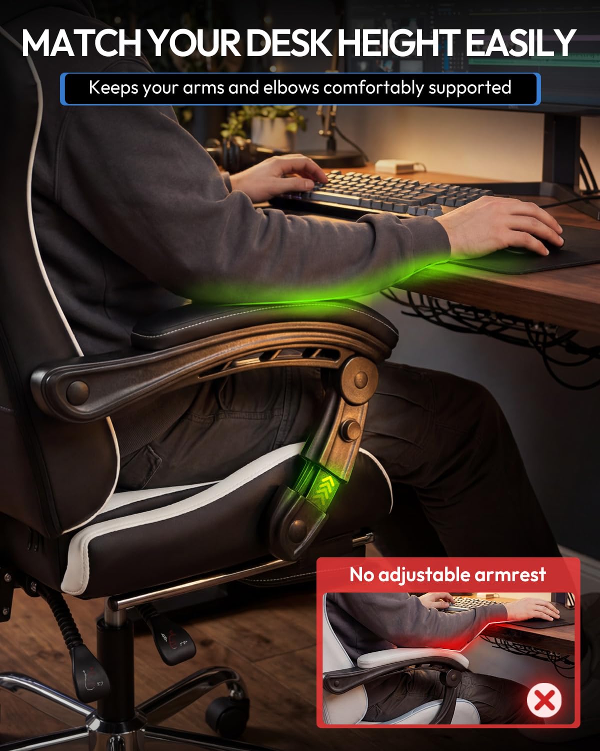 DOWINX Gaming Chair with Footrest, 330lbs Ergonomic Design