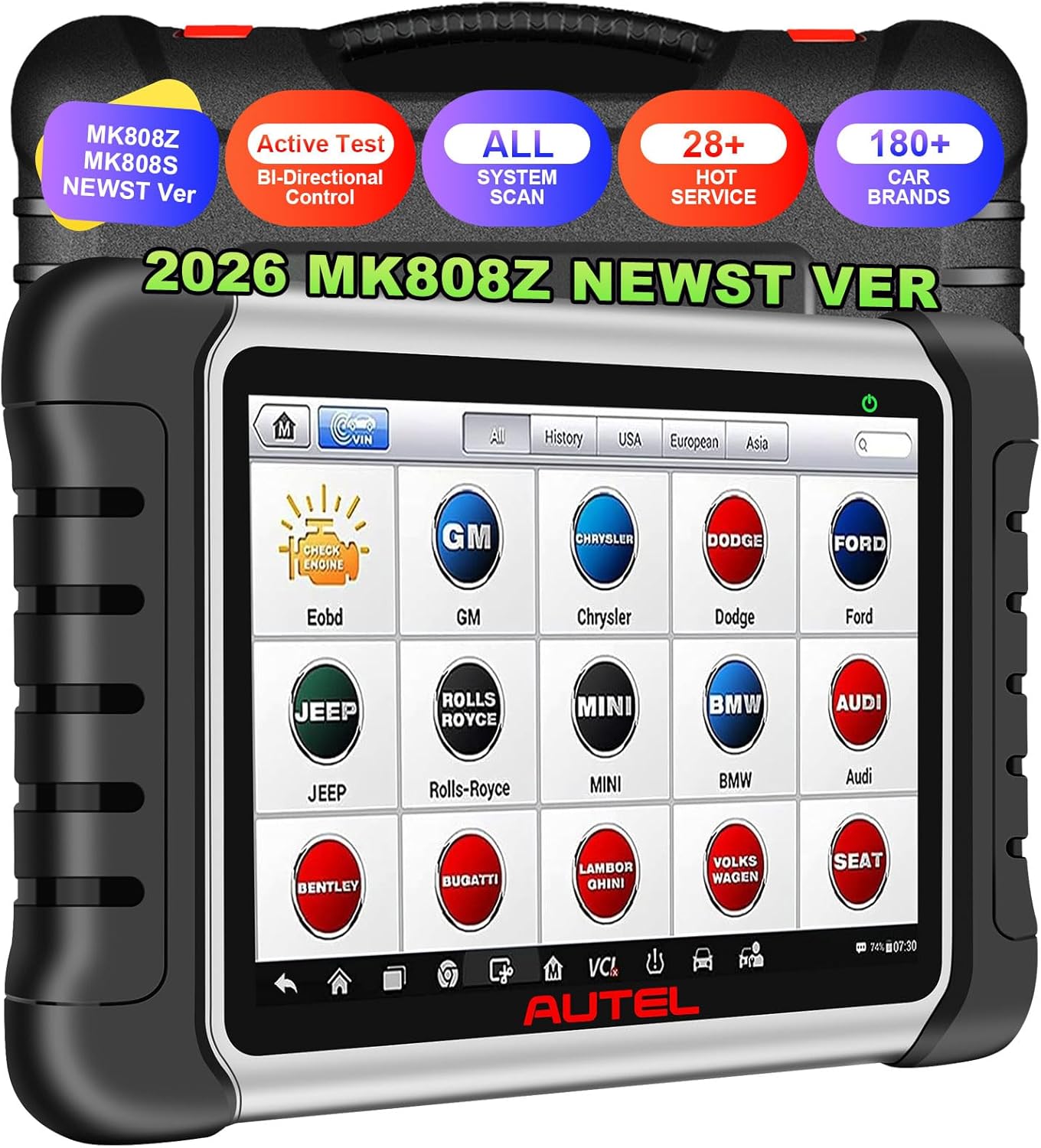 Autel Obd2 Scanner Diagnostic Tool MaxiCOM MK808Z: 2026 Bidirectional Scan Tool, 28+ Service, Active Tests Scanner for Car, All System OBD2 Diagnostics Car Scanner for DIY, Mechanic and Small Shops