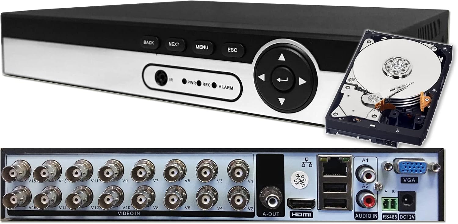 Sikker Standalone 16 Channel CCTV DVR Video Recorder with 3TB Hard Drive pre-Installed Support 5MP/4MP/1080P AHD/TVI/960H Analog Camera Home/Business Surveillance Security System
