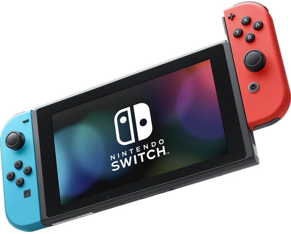 Nintendo Switch Console Bundle – Neon Blue & Red Joy-Cons, Dock, Controller Grip, Carrying Case, Cables & Accessories (Renewed)