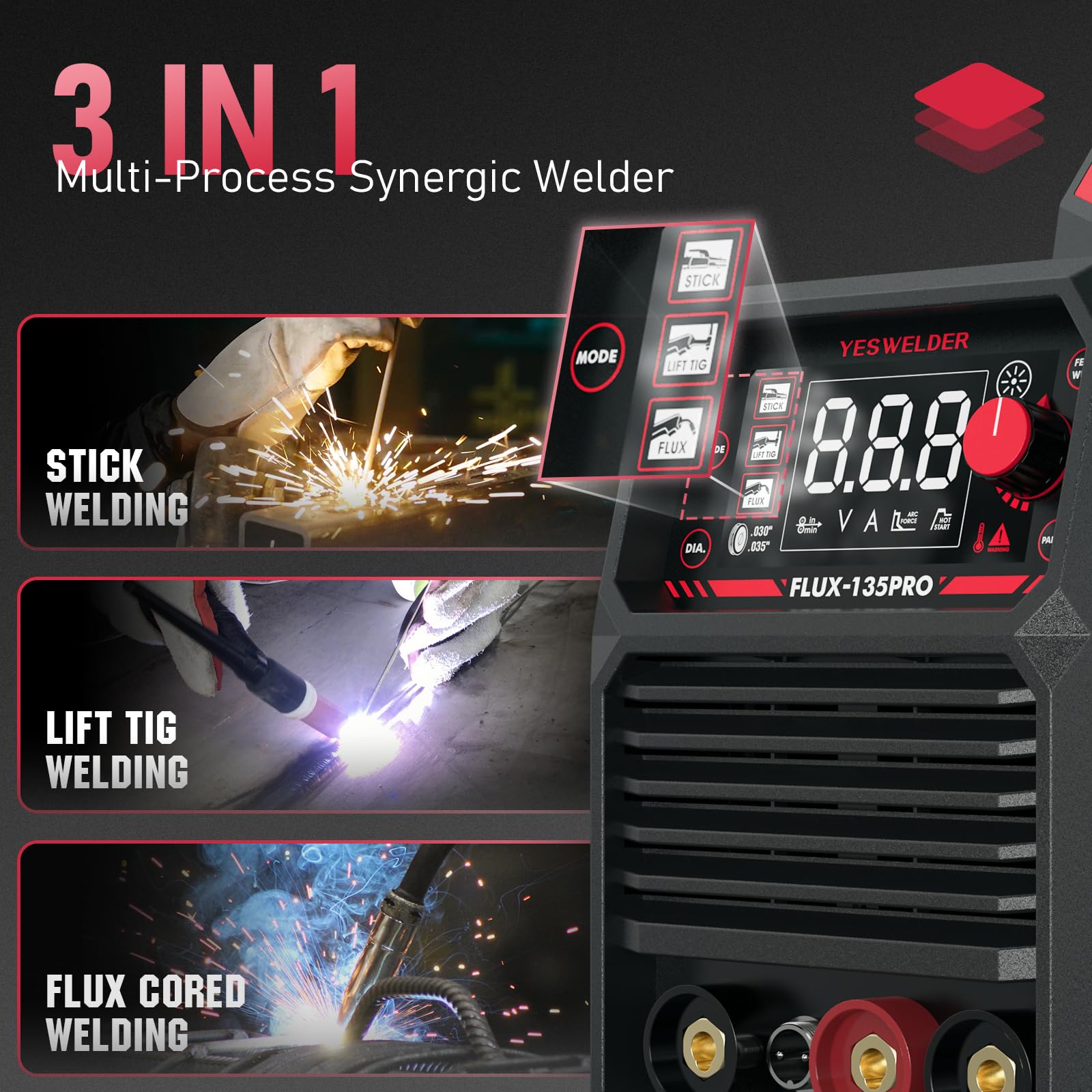 YESWELDER YESWELDER 135A MIG Welder 3-in-1 Digital Display