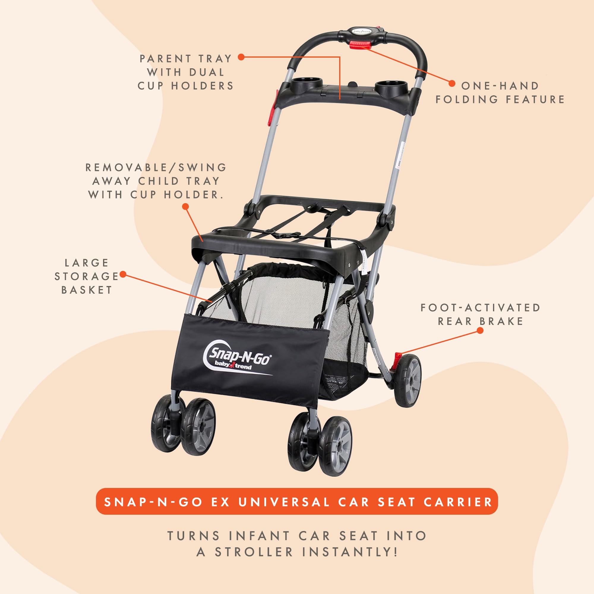 BABY TREND Snap N Go EX Lightweight Universal Infant Car Seat Carrier