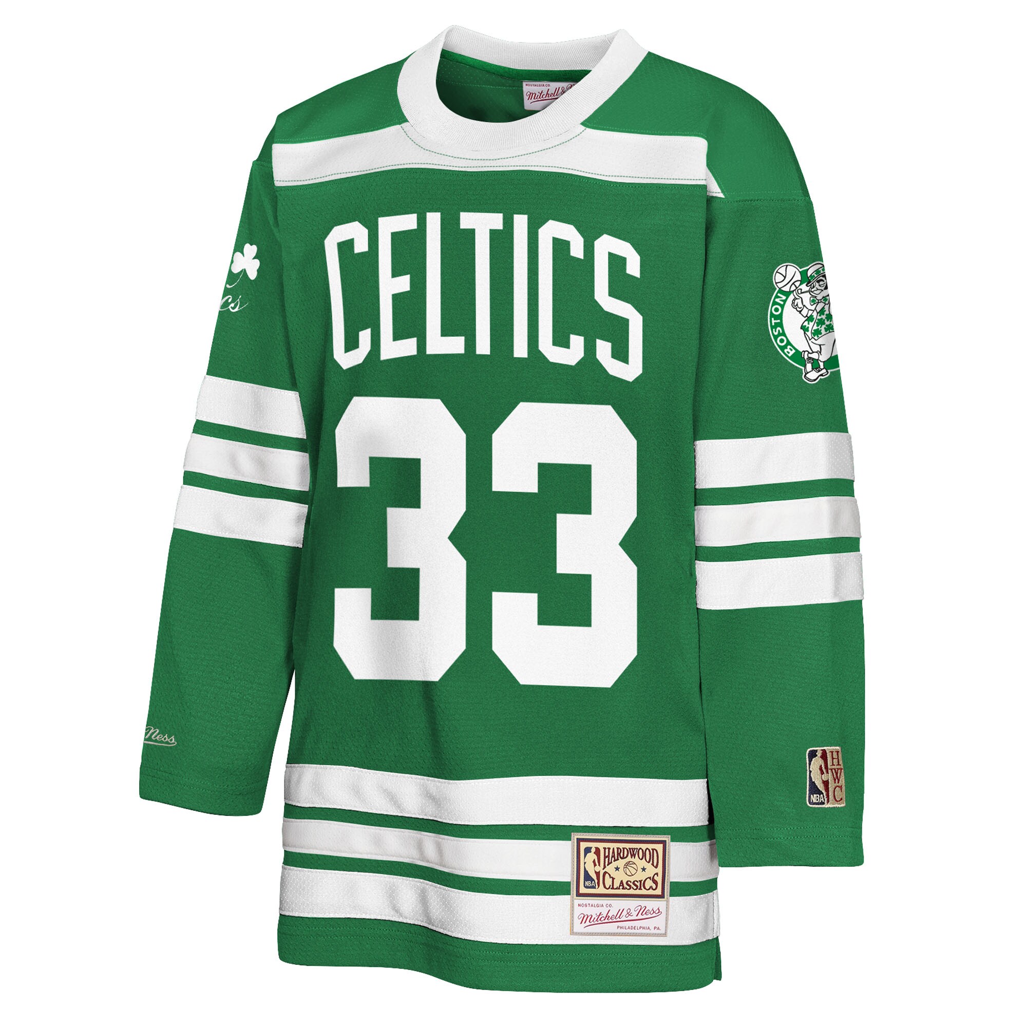 Larry Bird Boston Celtics Mitchell & Ness Youth Maxxed Out 2.0 Fashion Hockey Jersey - Kelly Green