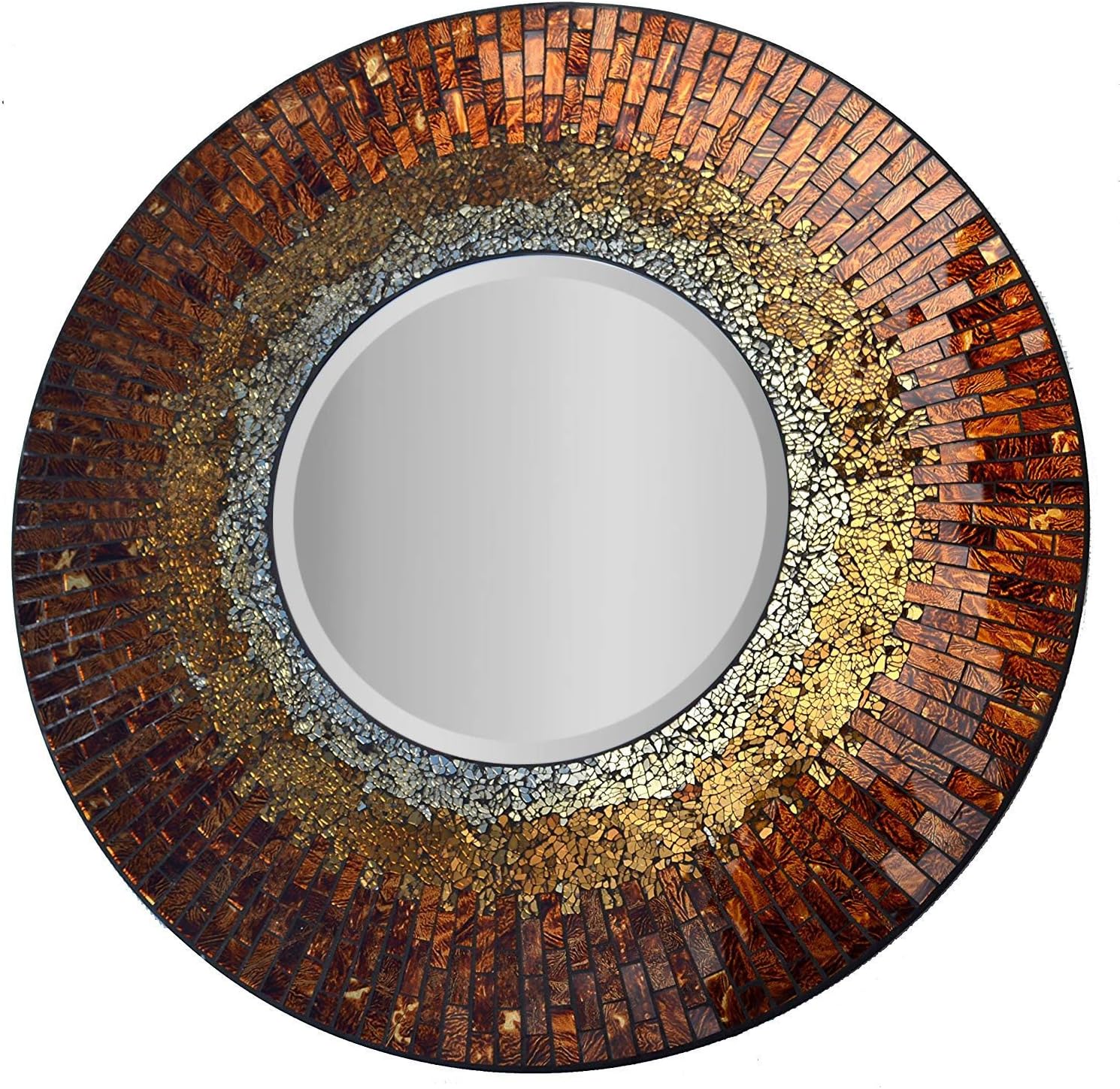 Lulu Decor, Baltic Amber Mosaic Wall Mirror, Decorative Handmade Beveled Round Mirror 23.50