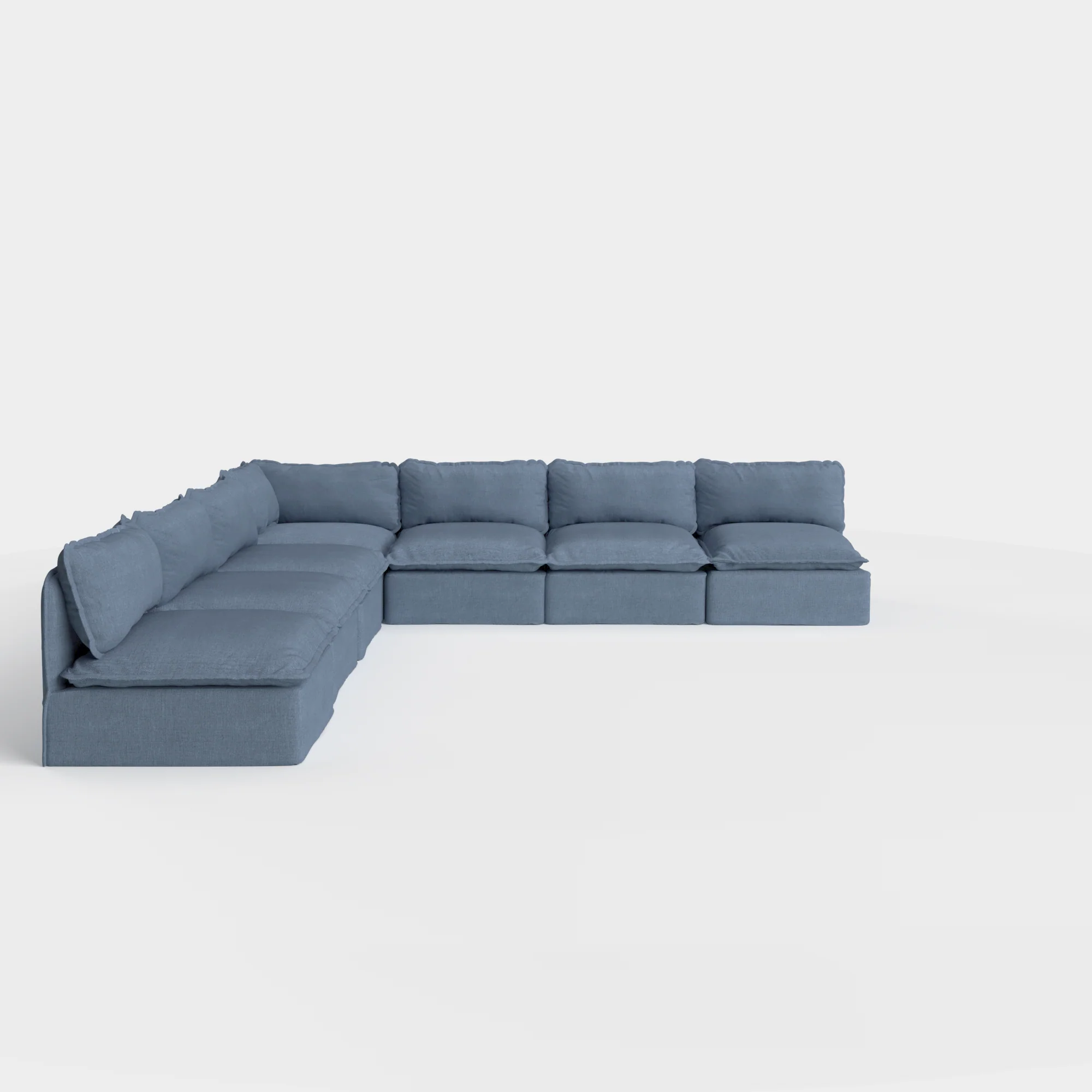Modular Outdoor Washable 7-Seater Open-Ends Corner Sectional | Classic Canvas in Ocean
