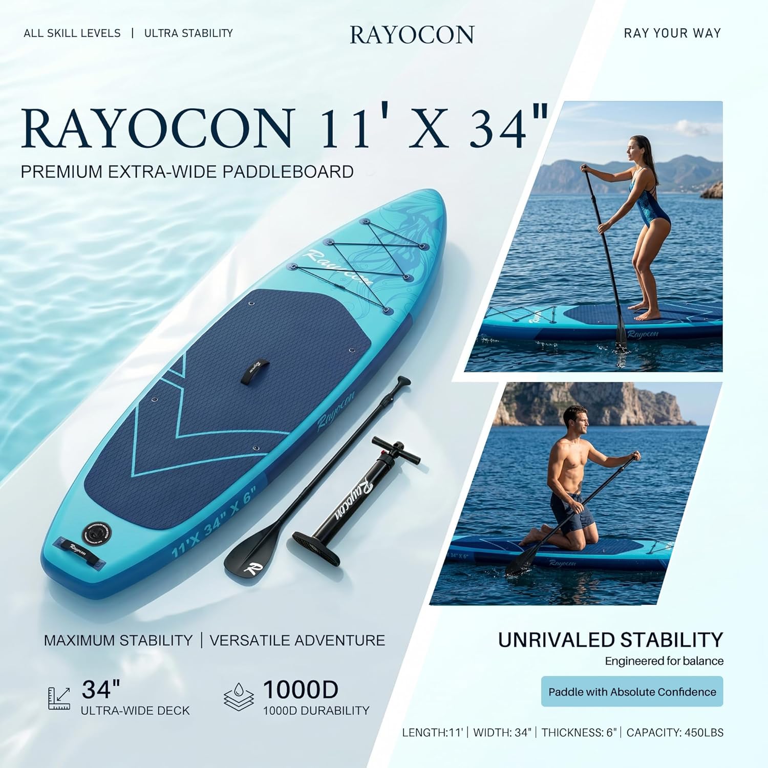 Inflatable Stand Up Paddle Board 11'×34