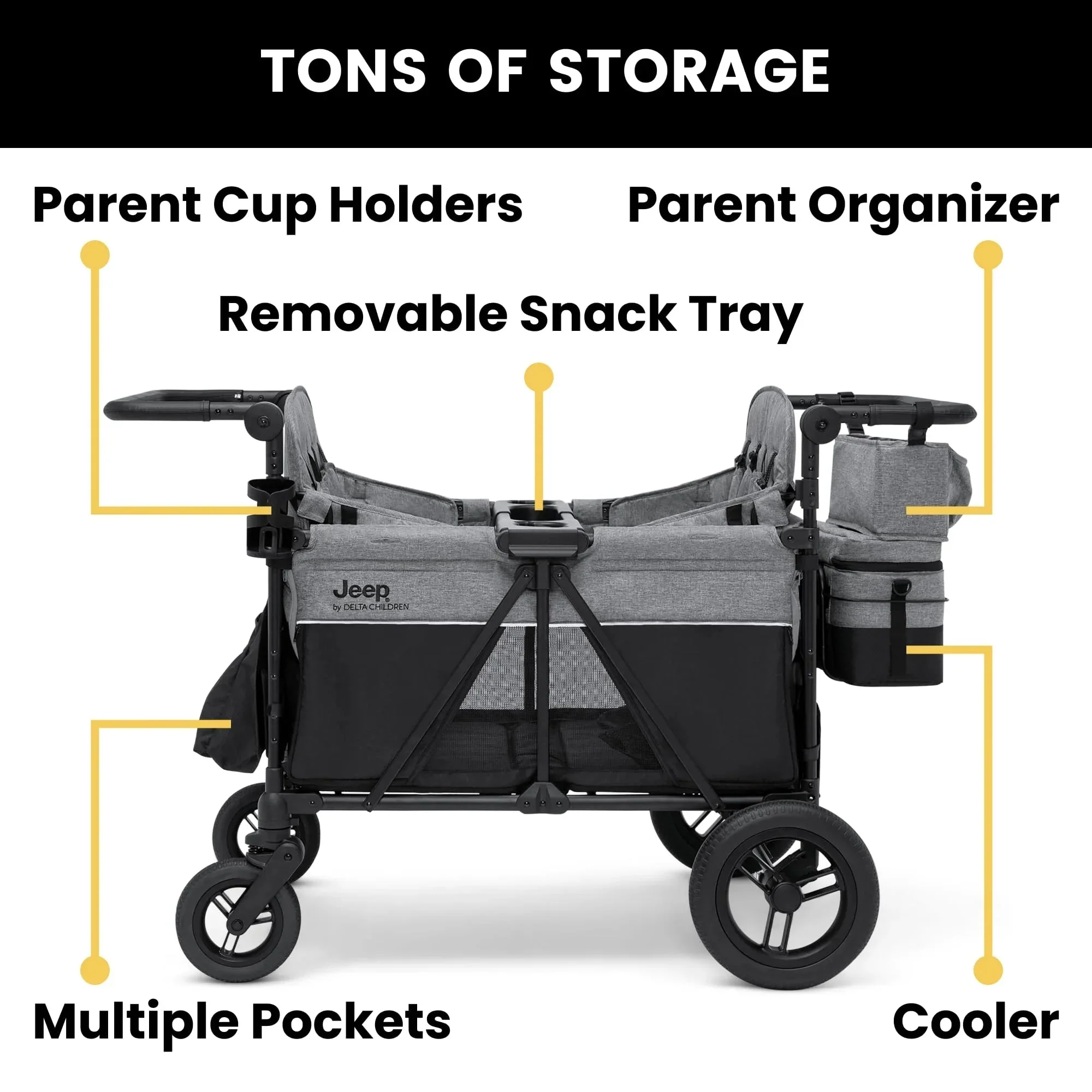 Delta Children's Jeep Wrangler Deluxe 4-Seater Stroller Wagon