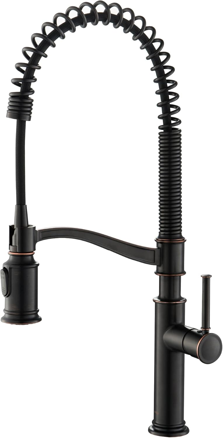 KRAUS Sellette Commercial Style Pull-Down Kitchen Faucet and Deck Plate in Oil Rubbed Bronze, KPF-1683ORB
