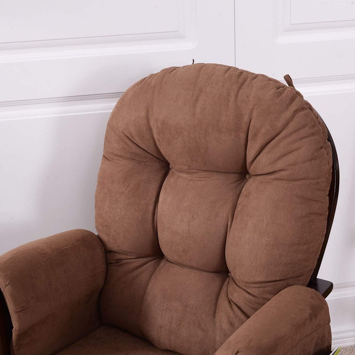 Rocking Chair with Ottoman, Brown, Traditional Style, Wooden, Adjustable Backrest, Recliner, Nursery & Living Room