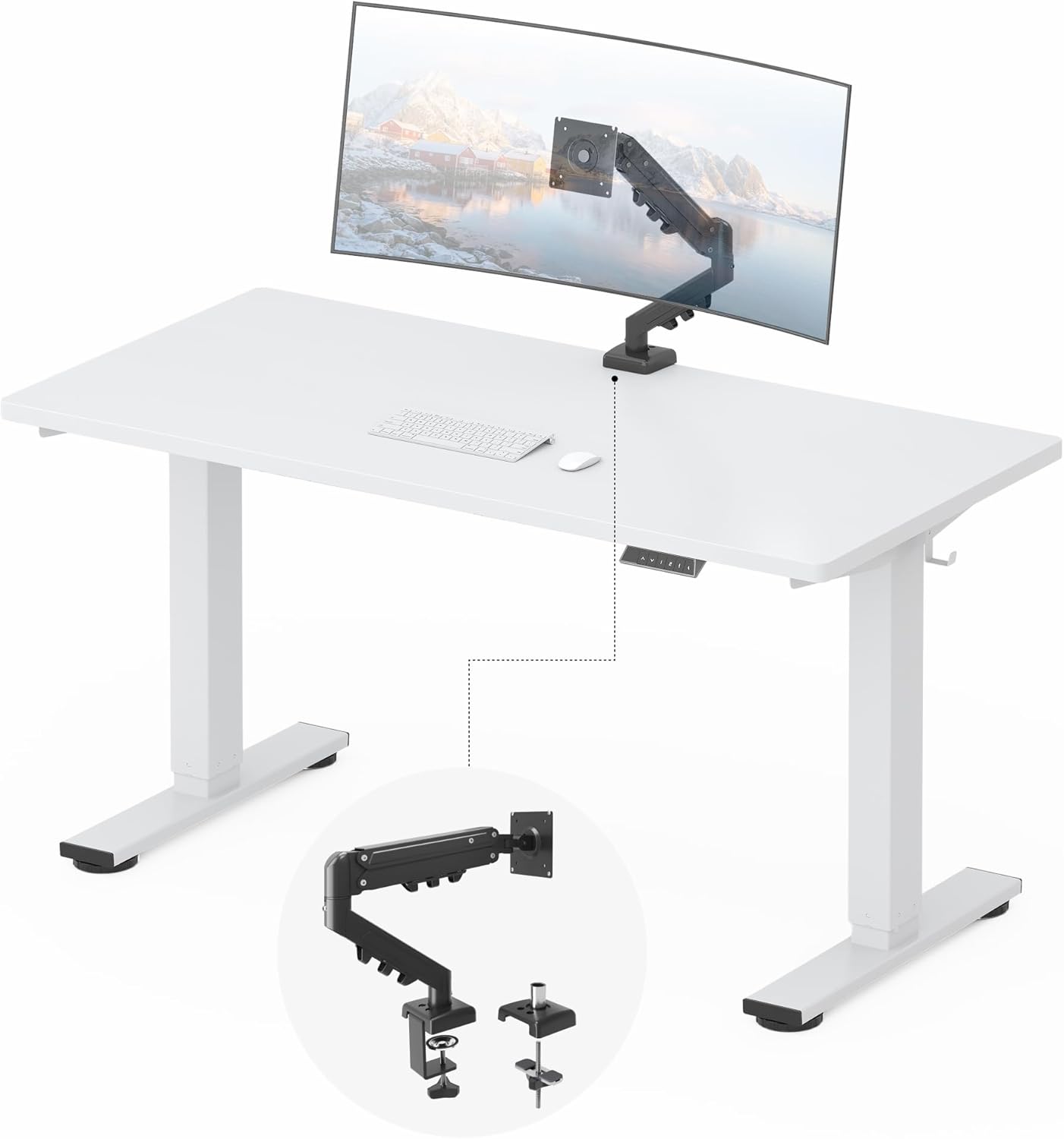 FLEXISPOT EN2 55''x28'' Standing Desk with Monitor Mount Bundle, 1