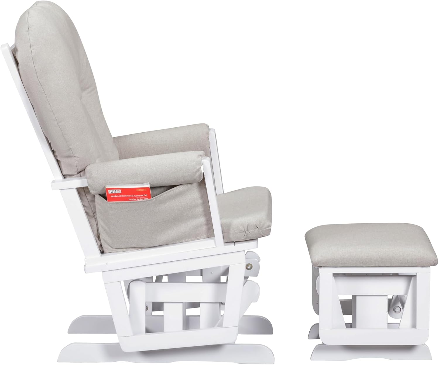 Suite Bebe Contempo Wooden Glider & Ottoman White Wood and Latte Fabric