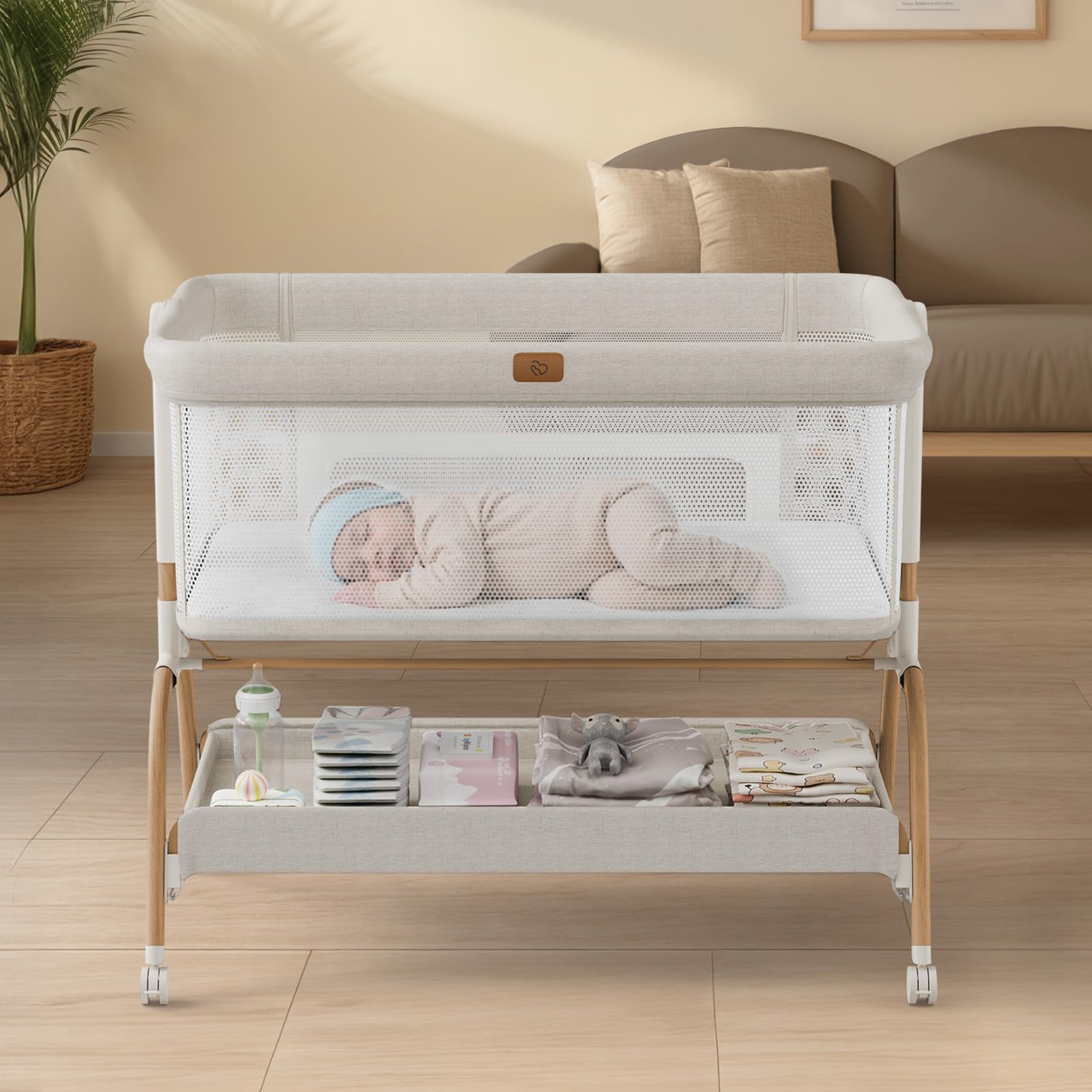 BABYBOND Baby Bassinet Bedside Crib - 3-in-1 Adjustable Sleeper
