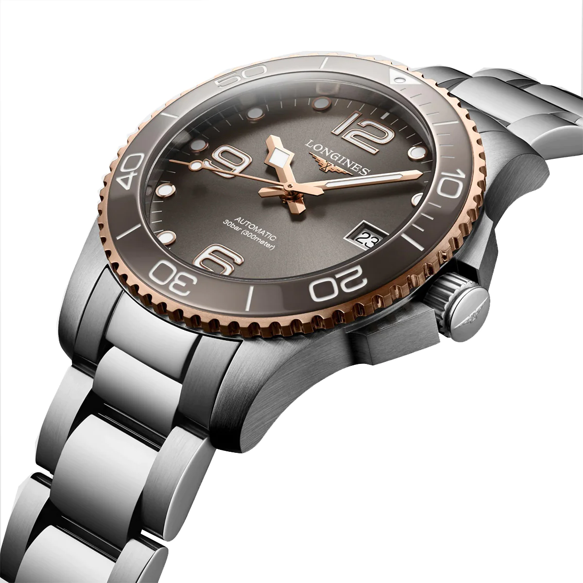 Hydroconquest 39MM Automatic Sunray Grey Dial Pink Highlights Watch L37803786