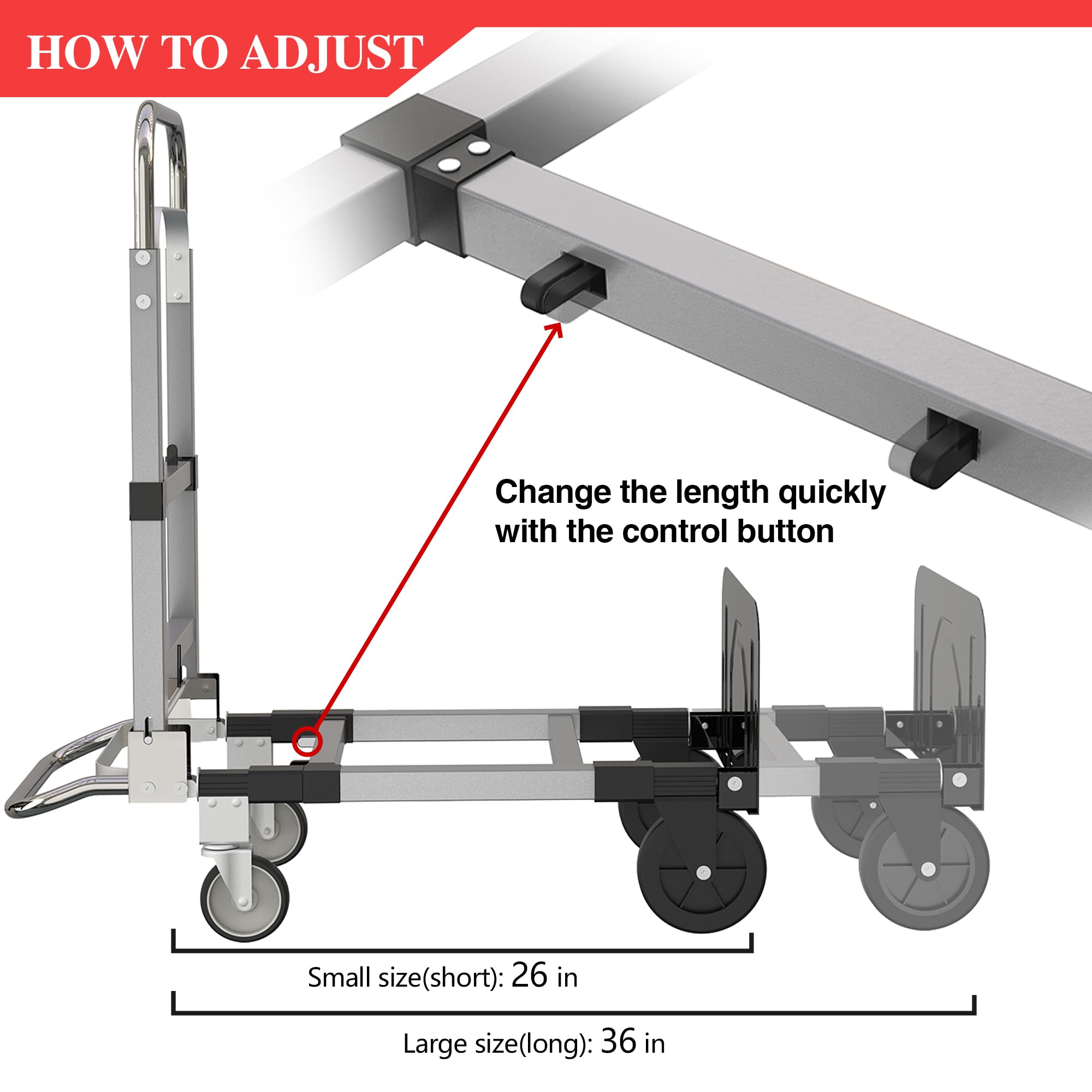 SUZHI 3-in-1 Convertible Hand Truck Dolly Cart, 500 lbs