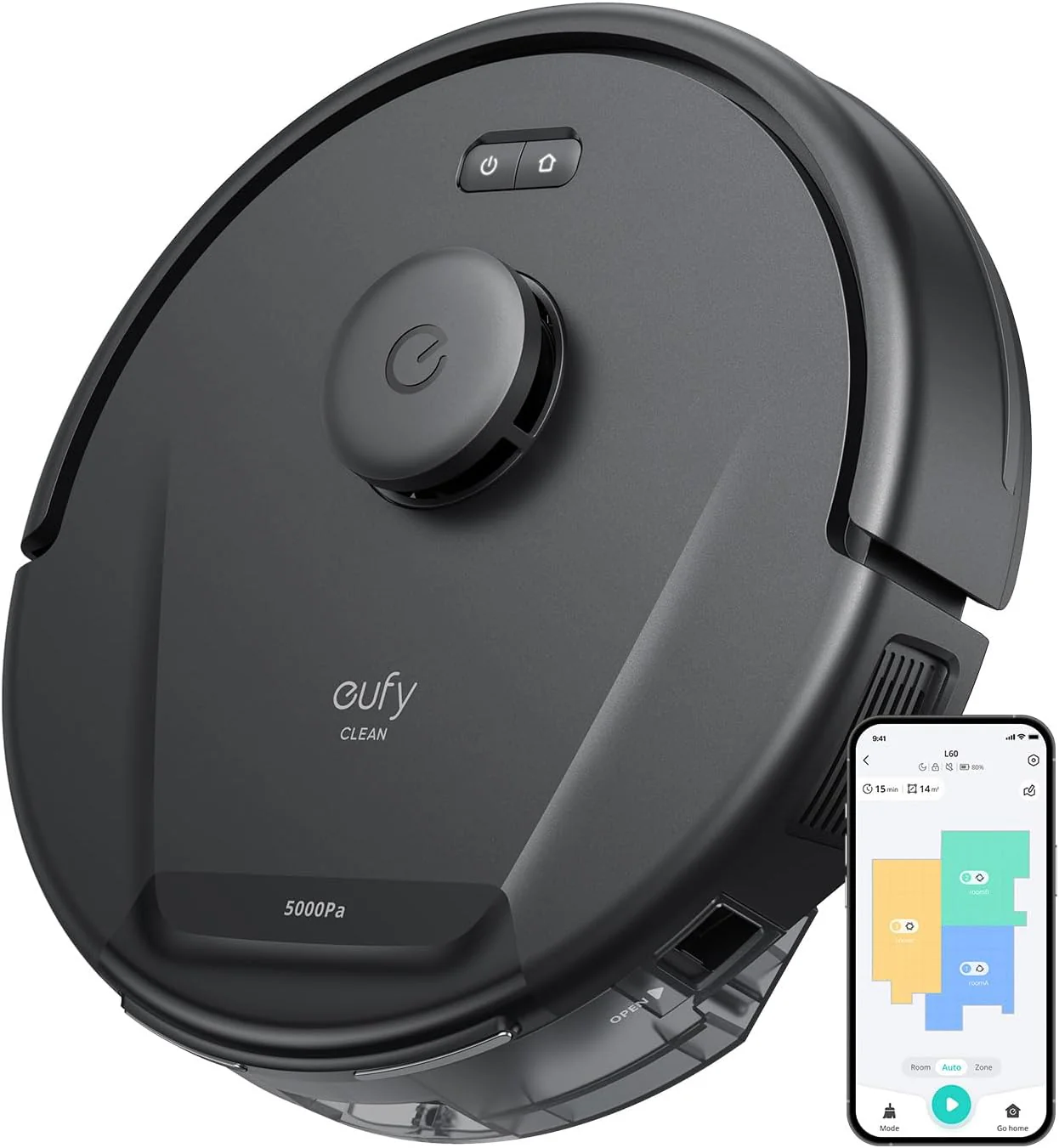 Robot Vacuum, Ultra Strong 5,000 Pa Suction, iPath Laser Navigation, for Deep Floor Cleaning, Ideal for Hair, Hard Floors