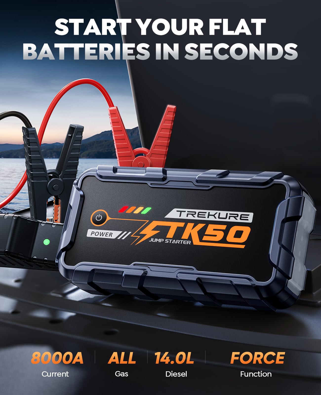 TREKURE Car Battery Jump Starter 8000A, 26800mAh Power Bank