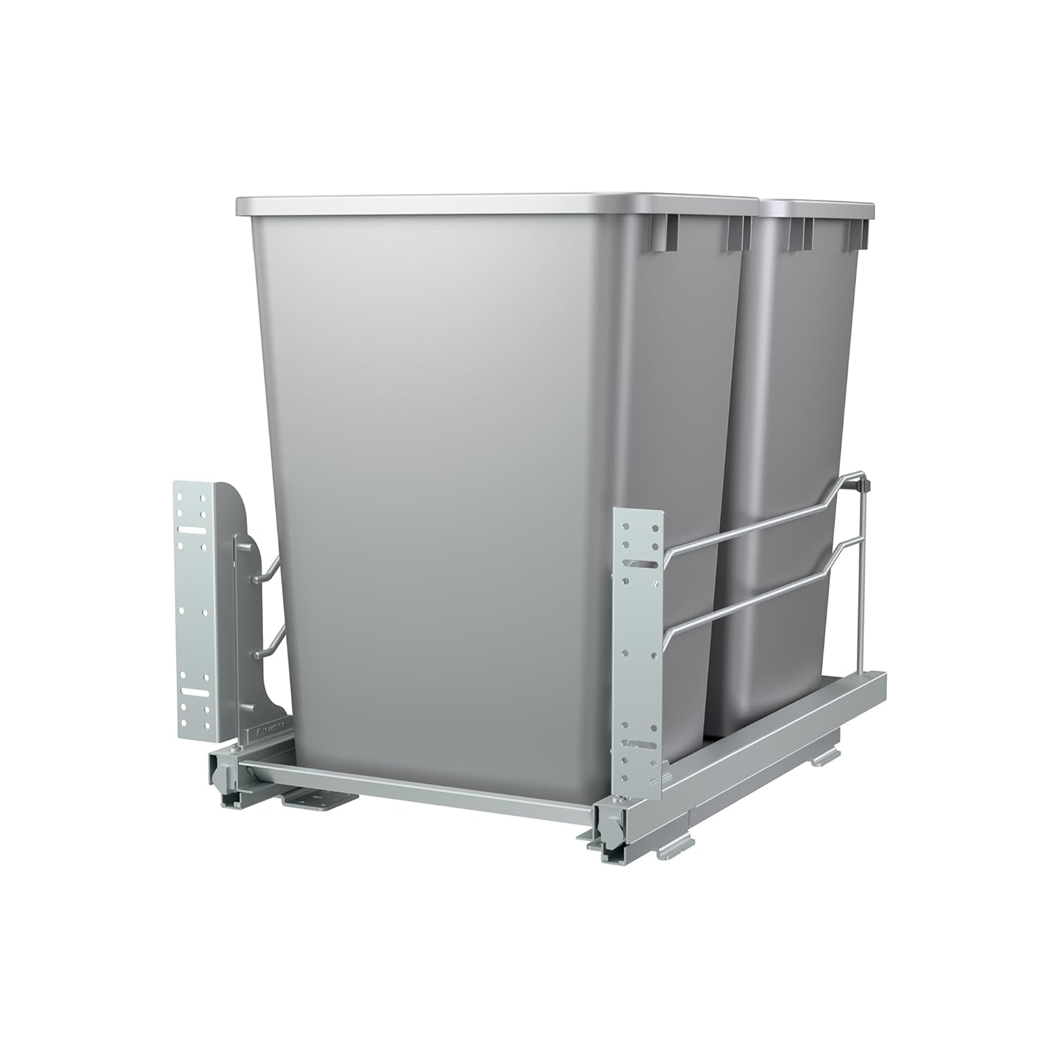 Rev-A-Shelf Double 35 Qt Pullout Trash Cans with Soft-Close for Under Kitchen Cabinets, Min Opening Width of 14.5