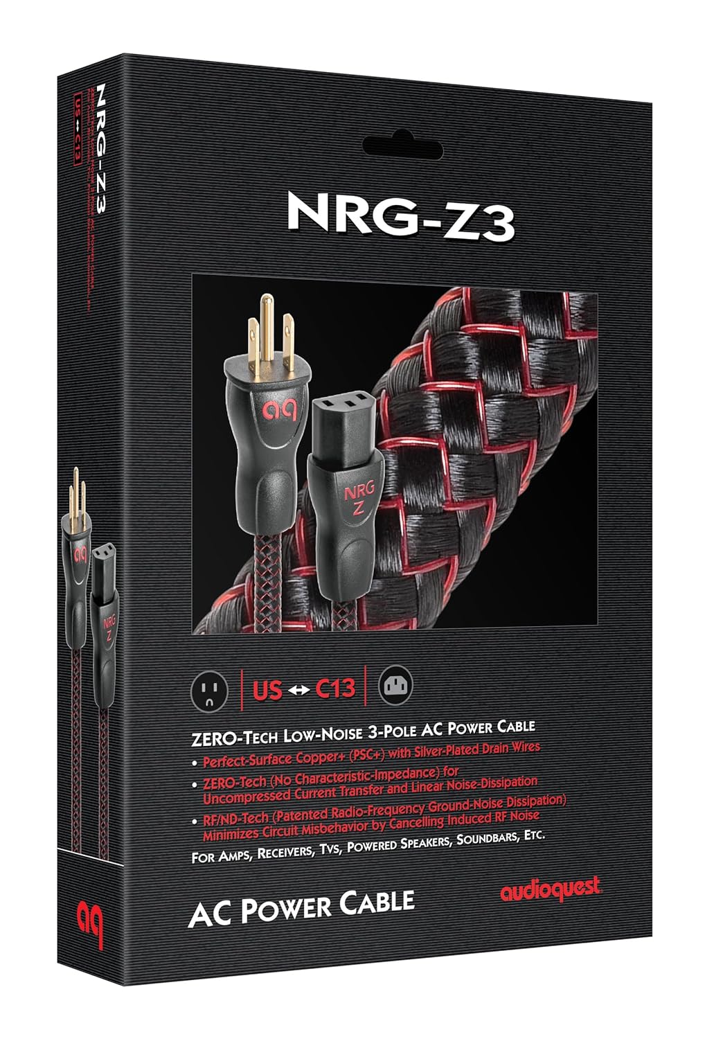 AudioQuest NRG-Z3 Power Cable (1m, 1 x C13 > 1 x 3-Prong Wall Plug)