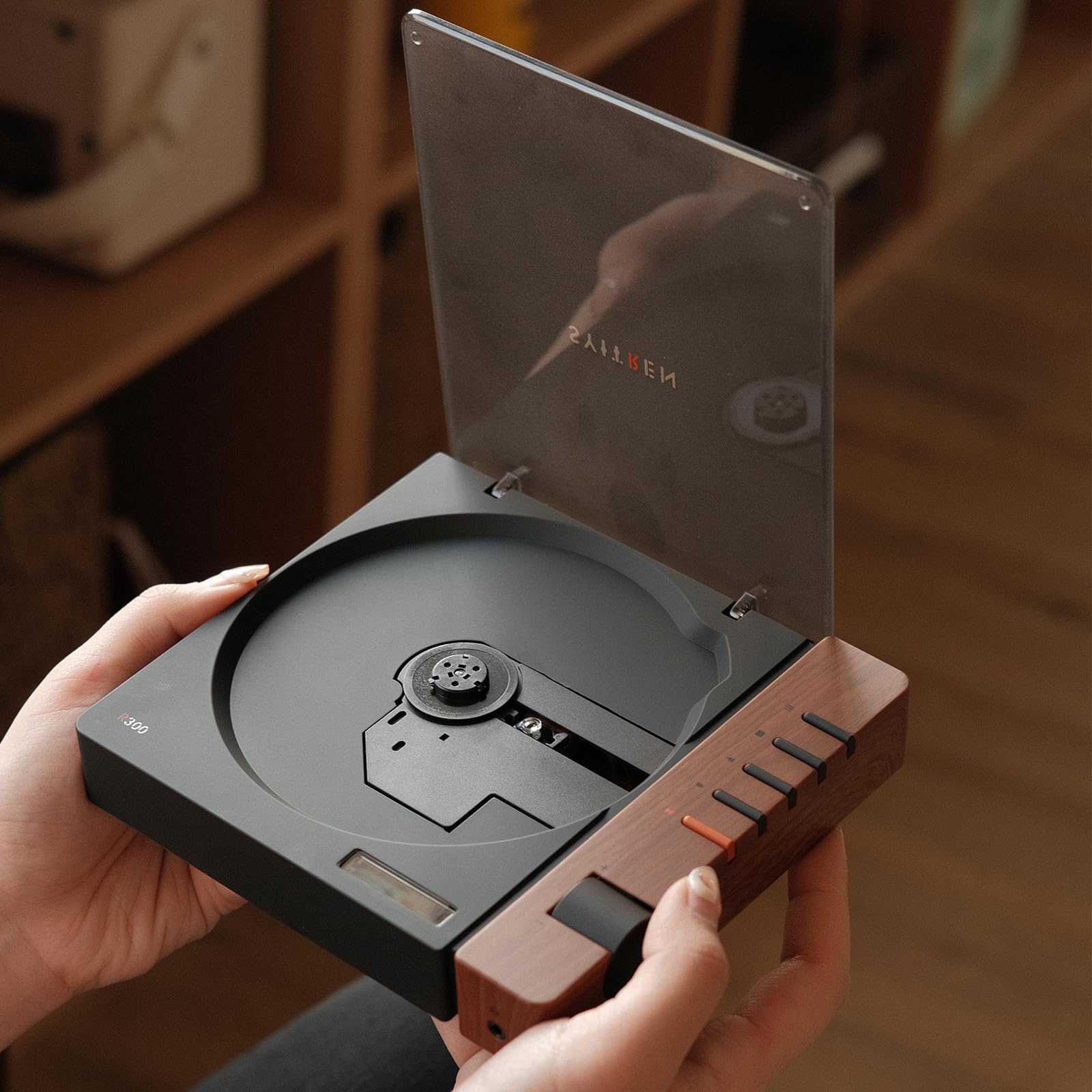 SYITREN R300 Portable Bluetooth Retro CD Player - Brown