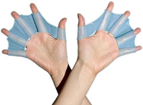 Swim Fins for Lap Swimming Silicone Gloves 1 Pair Swimming Equipment Unisex Shark Fin Swimming Fins(Size:Large,Color:Blue)