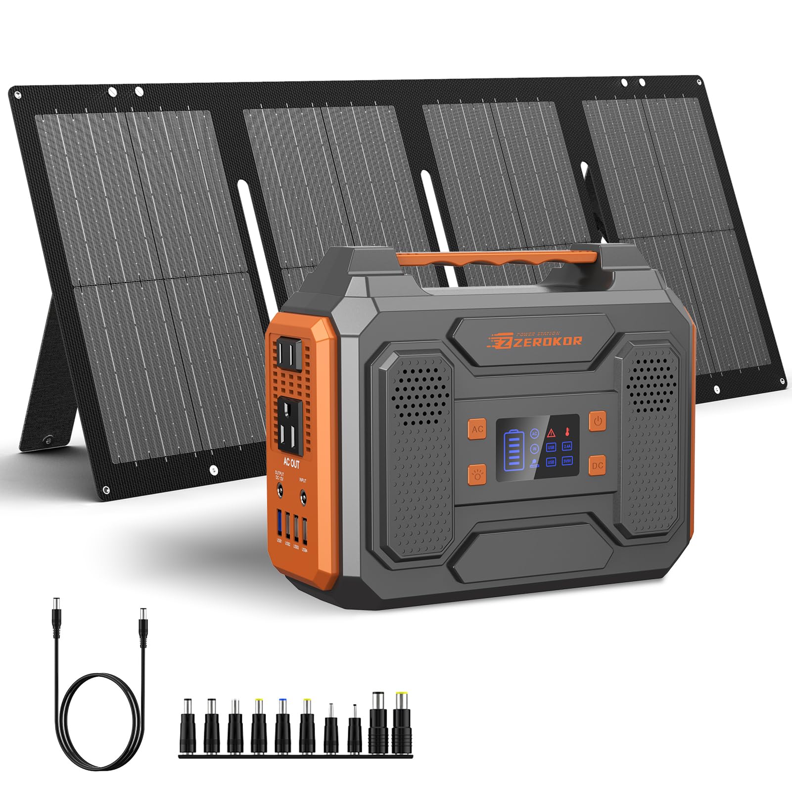 ZEROKOR Portable Solar Generator 300W with 60W Solar Panel