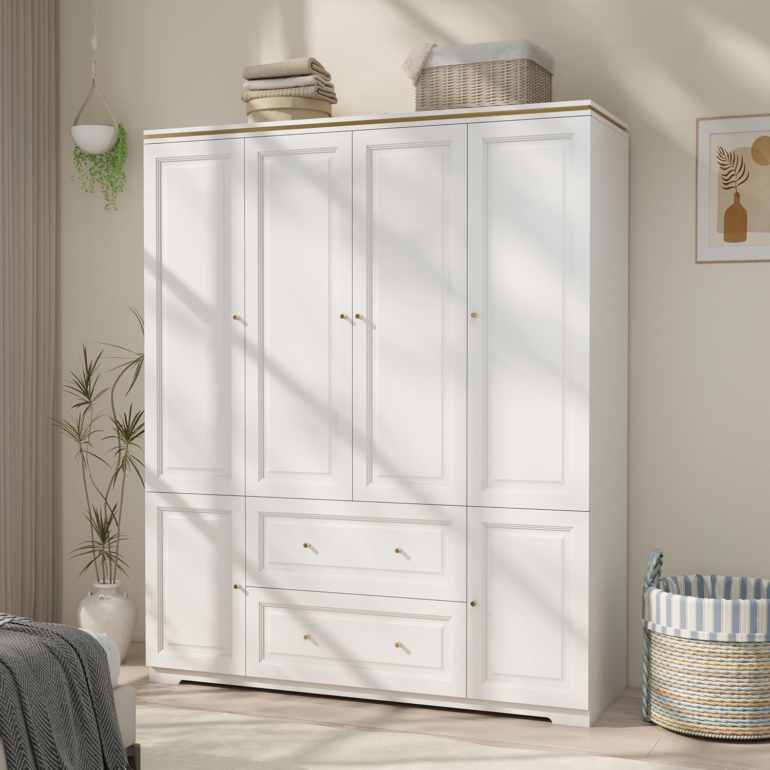 White Wardrobe with 2 Drawers: 74