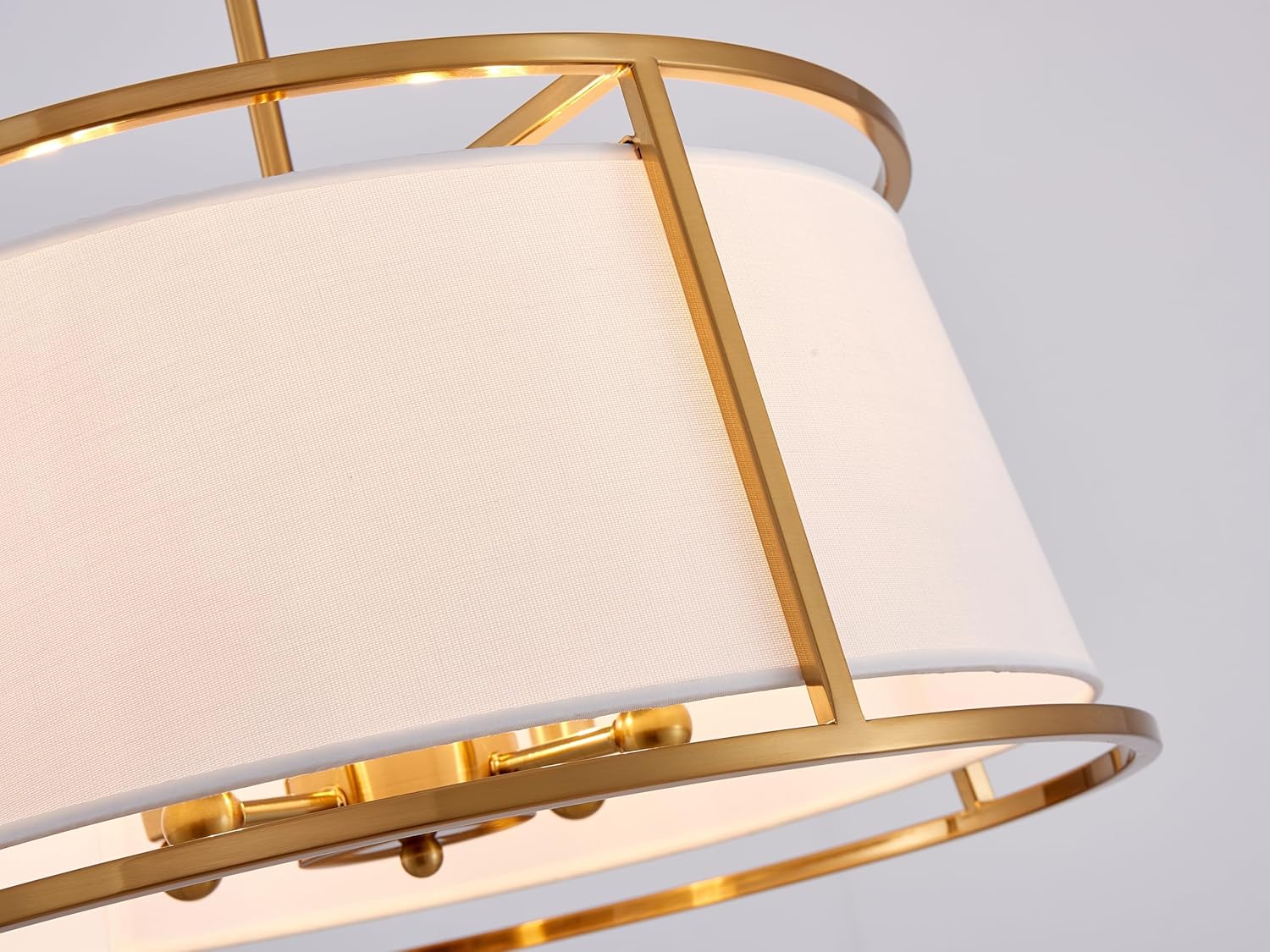 Shrine Lighting Drum Chandeliers, Modern Style, Perfect Pendant Light Fixture for Dining Room, Living Room, D20'' x H9'', Adjustable Chains 59'', E12*4 Sockets, White Lampshade & Brass Finish Frame