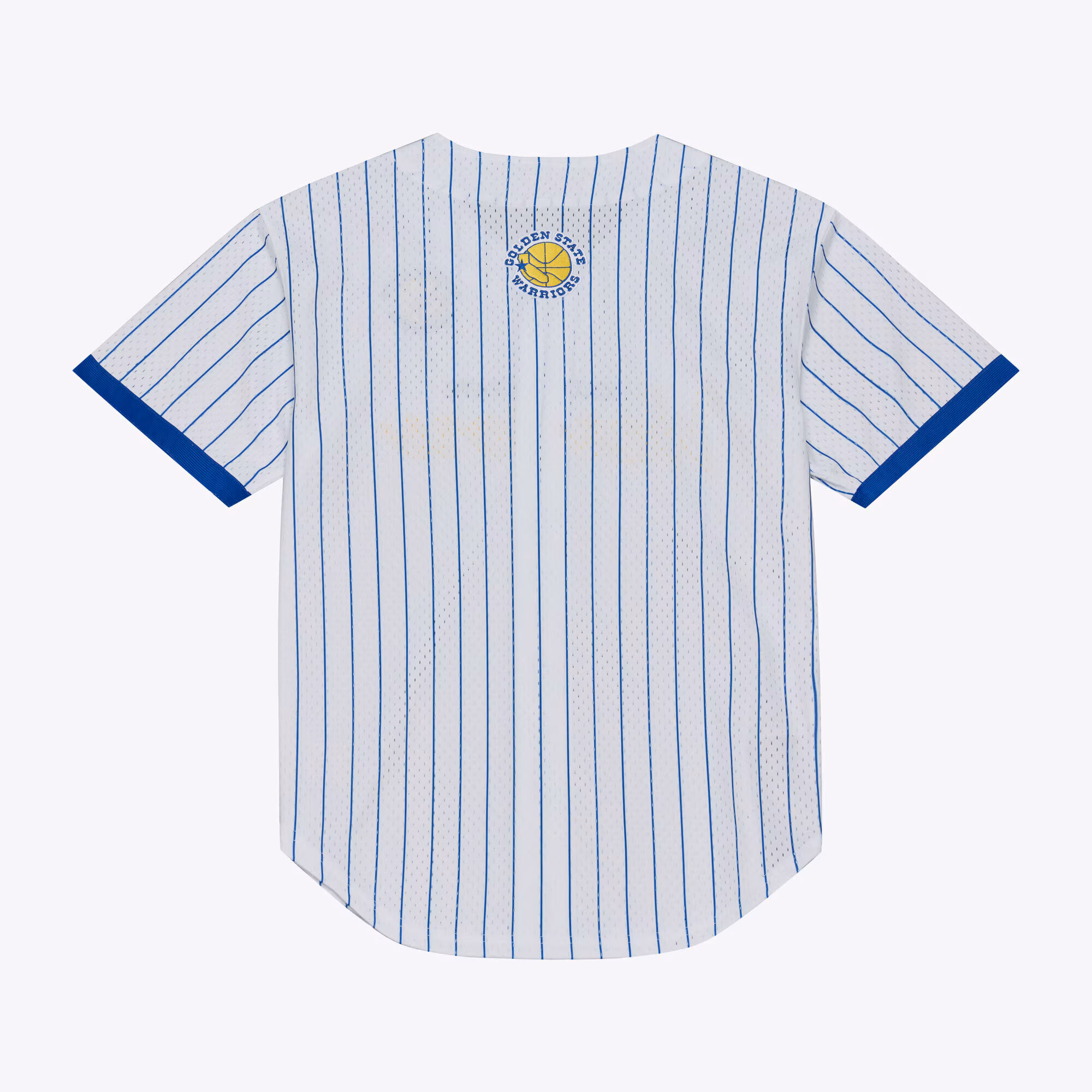 Golden State Warriors Mitchell & Ness Head Coach Pinstripe Mesh Full-Button Baseball Jersey - White