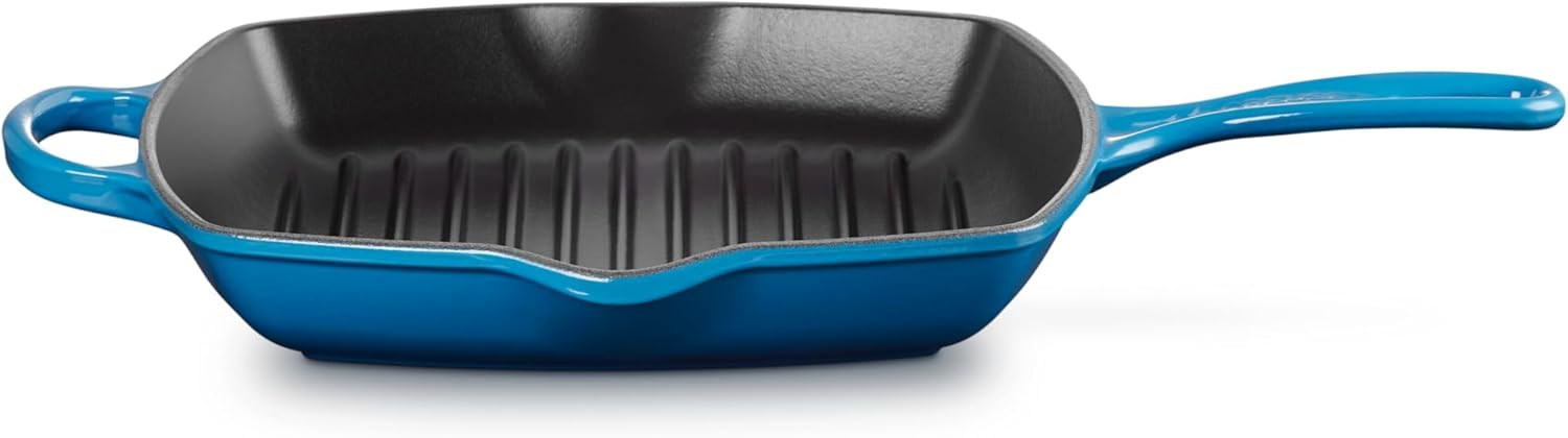 Le Creuset Enameled Cast Iron Signature Square Skillet Grill, 10.25