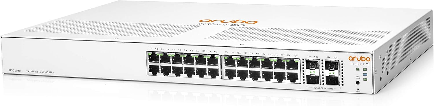 Aruba Instant On 1930 24-Port Gb Ethernet 24xGE, 4X 1G, 10G SFP+, L2+ Smart Switch US Cord (JL682A#ABA) (Renewed)