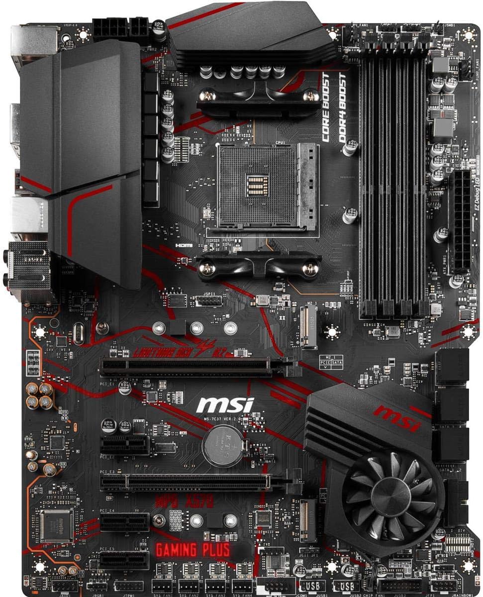 MSI MPG X570 Gaming Plus Motherboard (AMD AM4, PCIe 4.0, DDR4, SATA 6Gb/s, M.2, USB 3.2 Gen 2, HDMI, ATX)