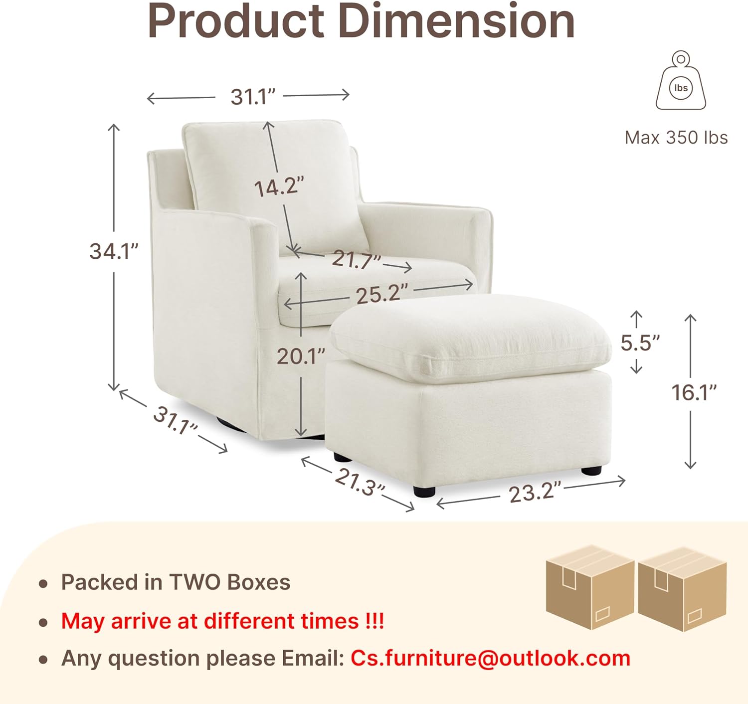 KISLOT Swivel Accent Chair with Ottoman, Rocking Recliner 360 Degree Swivel Armchair Machine-Washable Cover for Nursery Living Room Bedroom