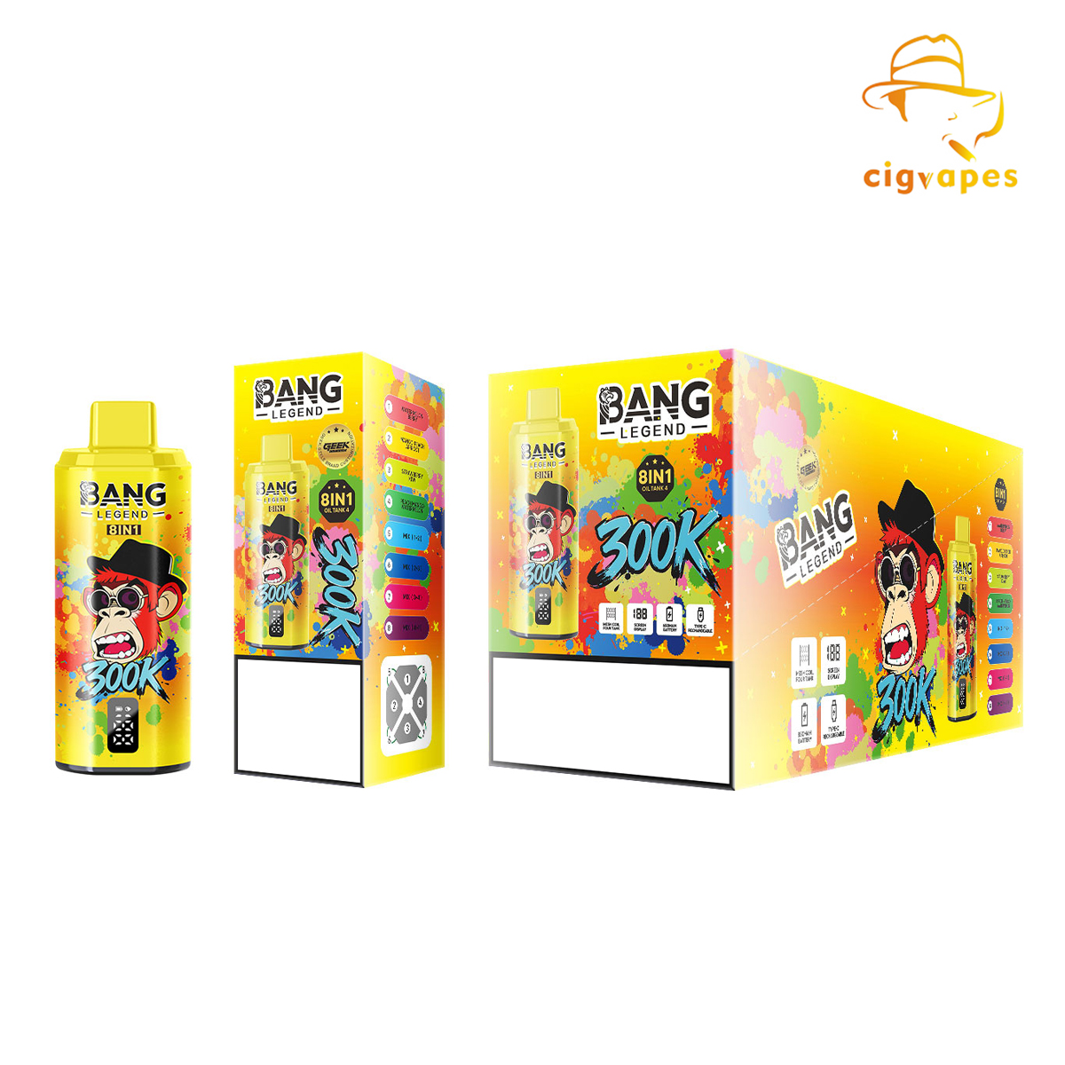 BANG LEGEND 8 IN 1 300000 Puffs 300K Disposable Vape Pen Bangking Vapes