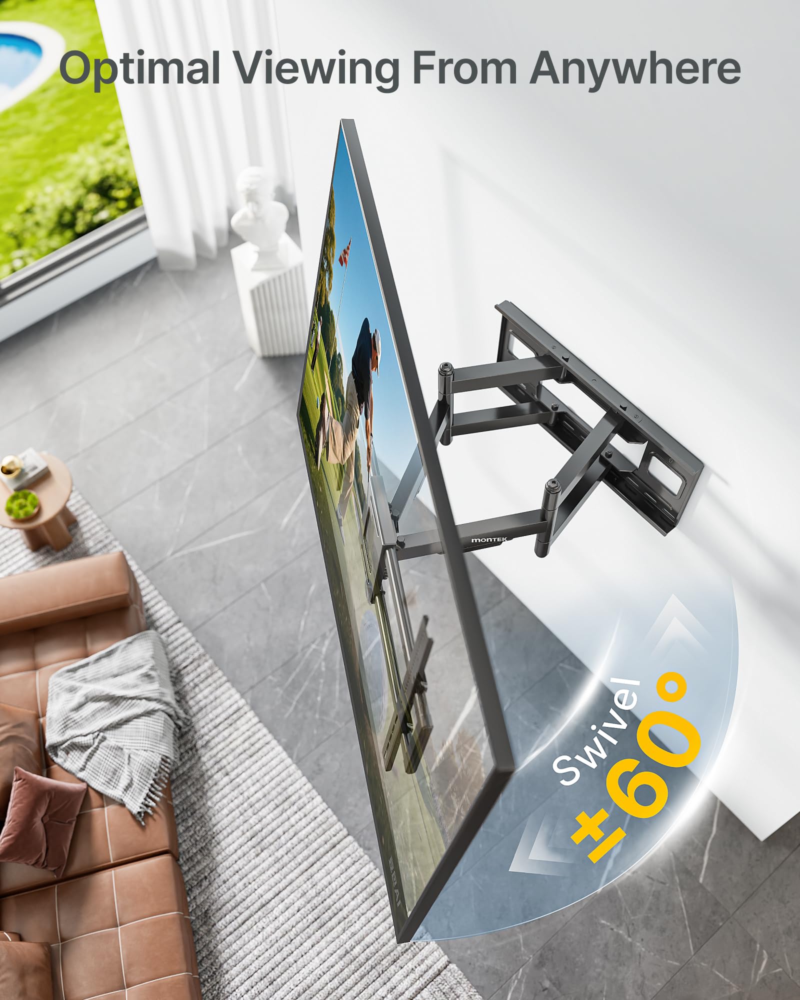 MONTEK Heavy Duty XXL Full Motion TV Wall Mount 60-120